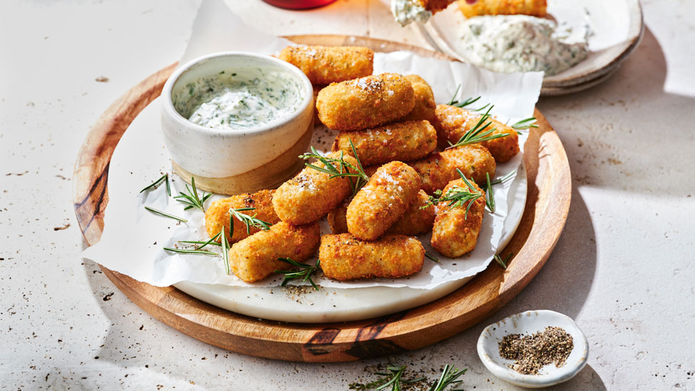 Cheat’s truffle potato croquettes with herb mayo