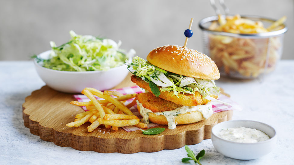 Crumbed whiting burgers