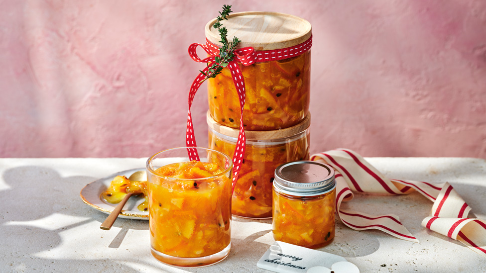 Orange, passionfruit and thyme marmalade