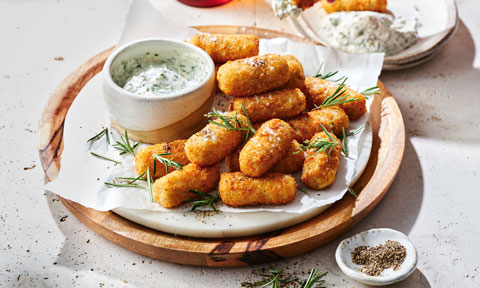 Cheat’s truffle potato croquettes with herb mayo