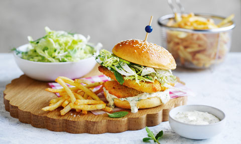 Crumbed whiting burgers