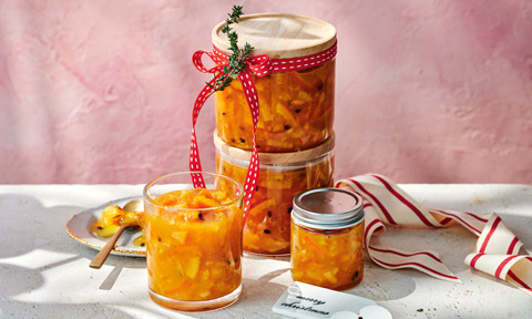 Orange, passionfruit and thyme marmalade