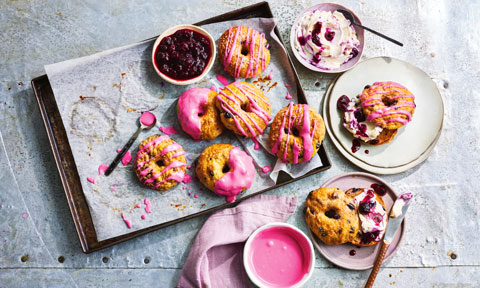 Glazed blueberry and cinnamon bagels