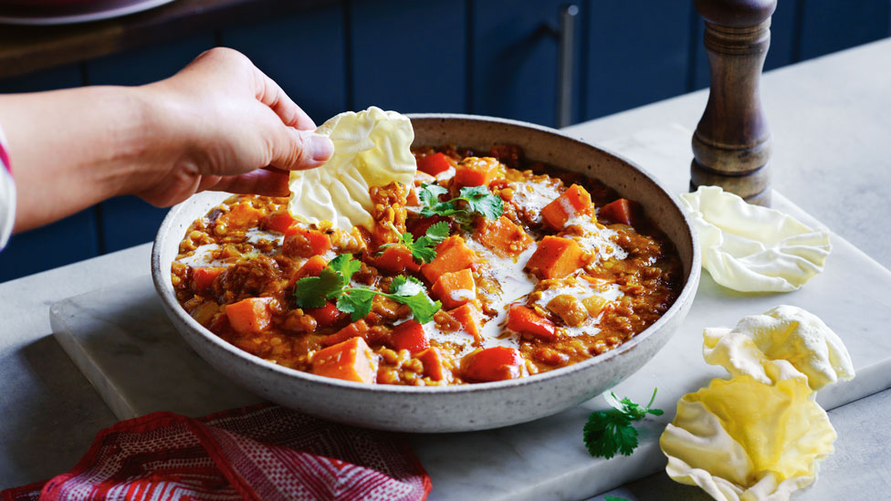 Sweet potato and lentil curry