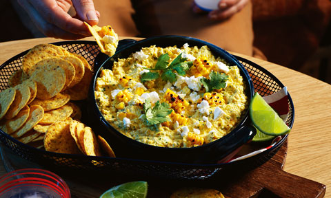 Chunky corn and fetta dip