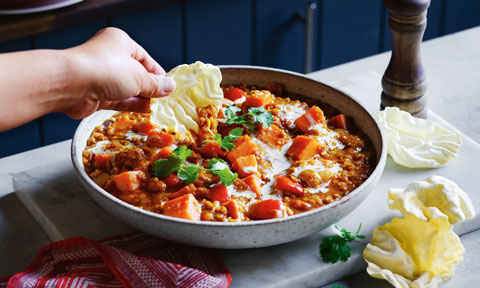 Sweet potato and lentil curry