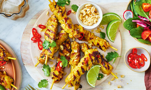 Cheat’s chicken skewers