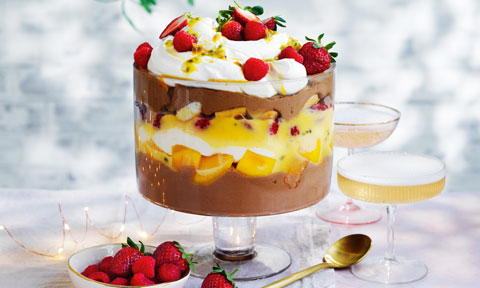 Curtis Stone’s chocolate, mango & berry trifle