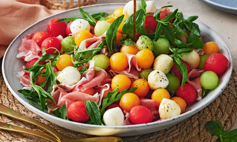 Melon, prosciutto and bocconcini salad