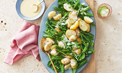 Roasted baby potato salad with caesar dressing