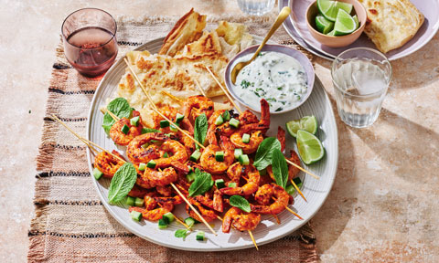 Tandoori prawn kebabs