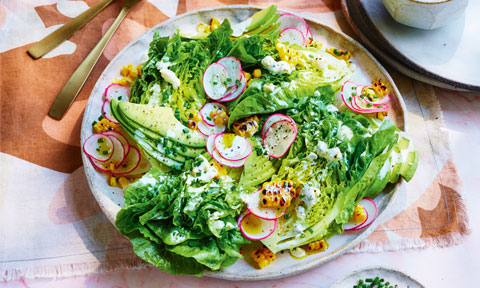 Curtis Stone s cos salad with blue cheese dressing BBQ corn