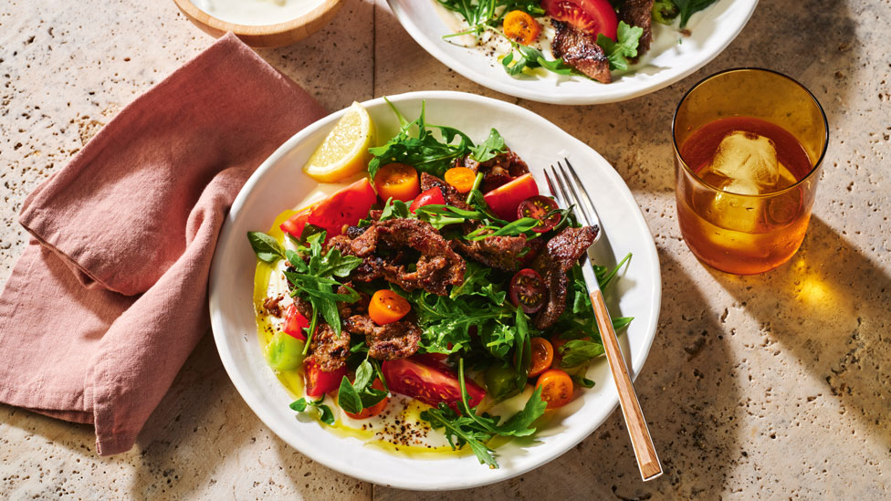 Greek-style lamb salad with whipped fetta