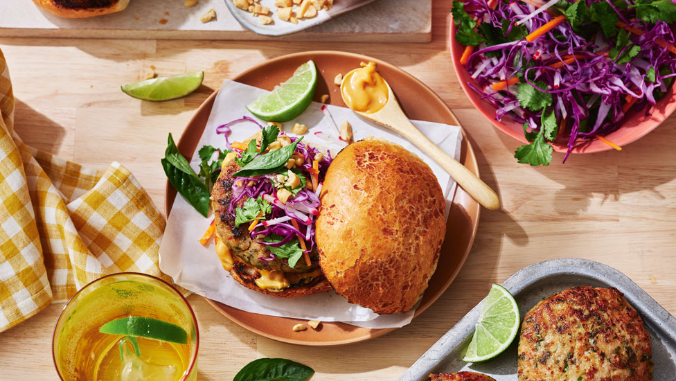 Thai style chicken burgers