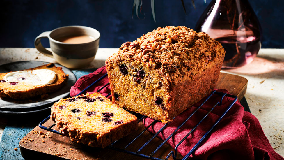 Pumpkin and blueberry loaf cake