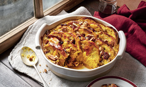 Pumpkin bread and butter pudding