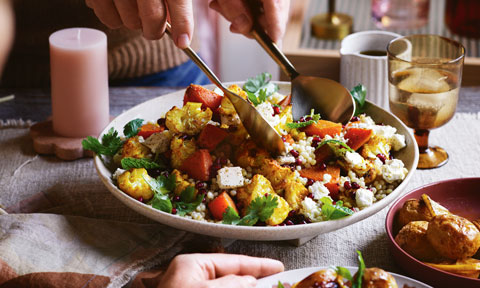 Spiced roast cauliflower and pearl couscous salad