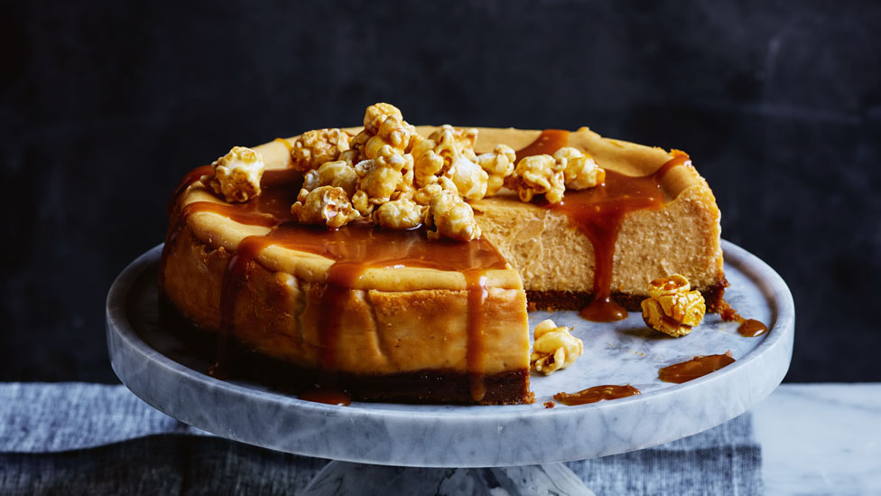 Biscoff Caramilk cheesecake with salted caramel sauce