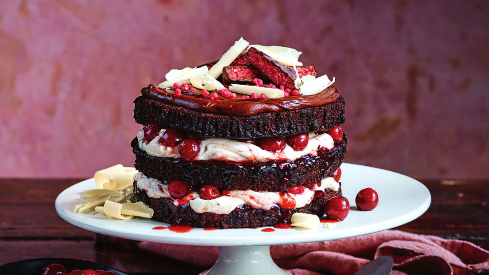 Cheat's black forest cake