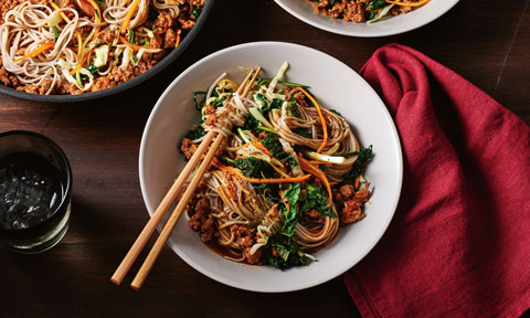 Teriyaki pork with noodles
