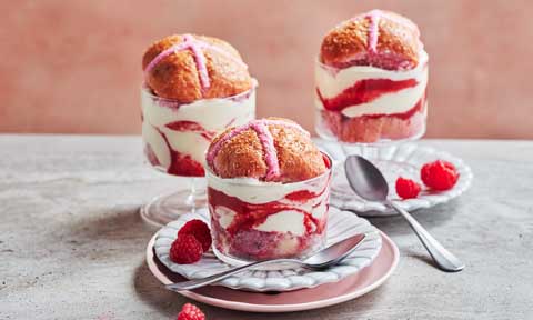 Raspberry & Coconut Hot Cross Bun Trifles Recipe | Coles