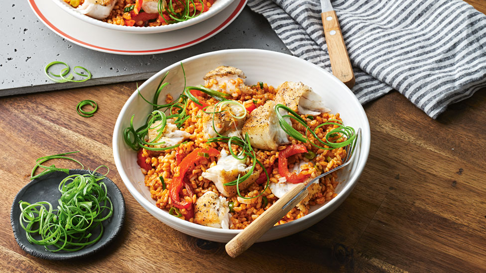 Barramundi with red curry rice