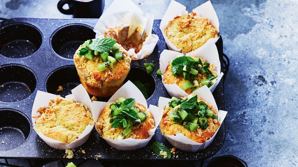 Kiwifruit and coconut muffins