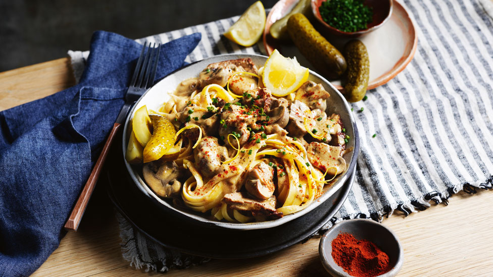 Ultimate beef stroganoff with pickles