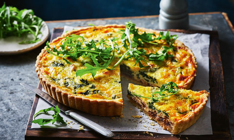 Caramelised onion and mustard quiche
