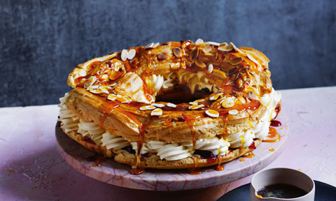 Choux pastry ring with cheat’s custard