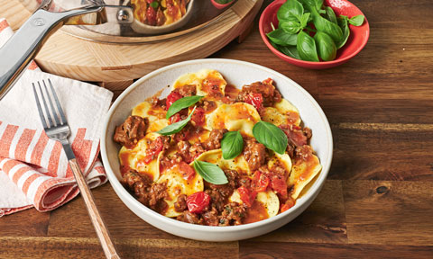 Tomato and sausage ravioli