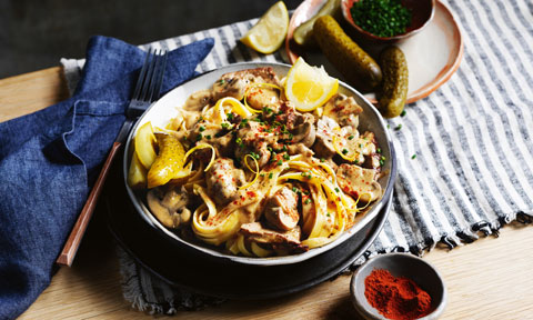 Ultimate beef stroganoff with pickles