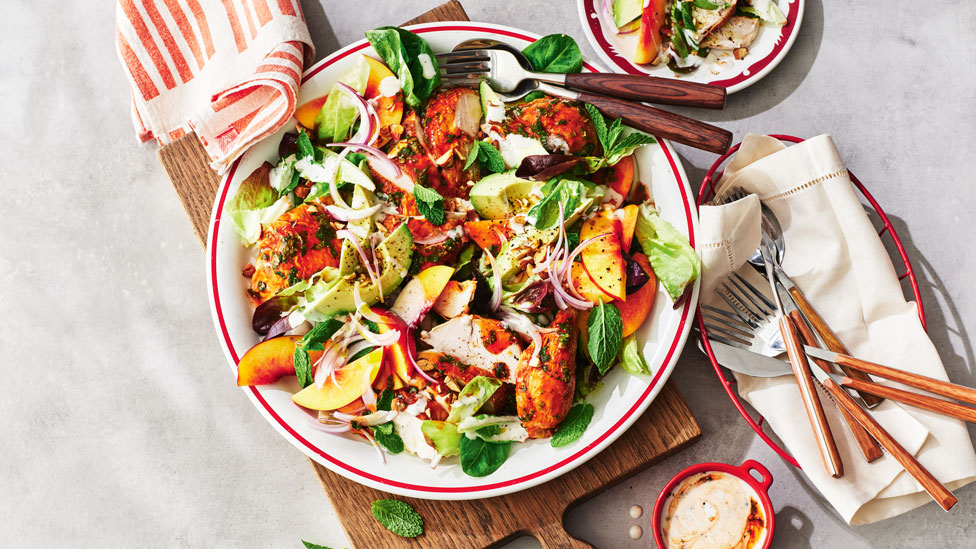 Nectarine and Buffalo chicken salad