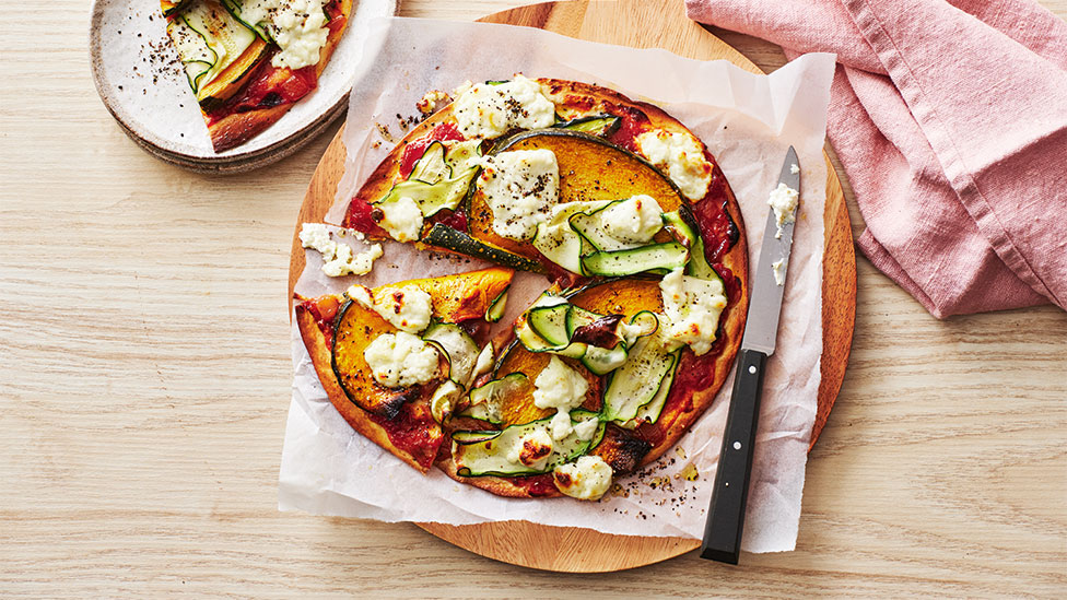 Pumpkin, zucchini and ricotta flatbread