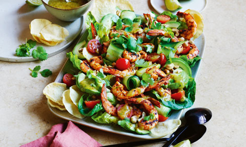 BBQ prawn and pappadum salad