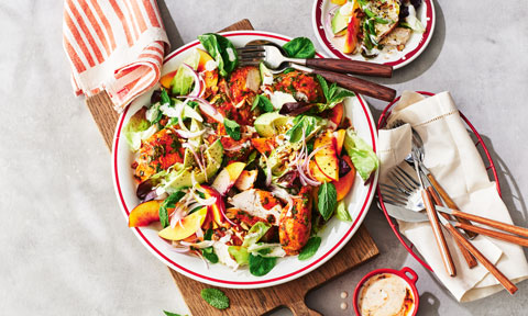 Nectarine and Buffalo chicken salad