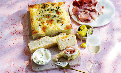 Potato schiacciata (Tuscan bread) with mascarpone