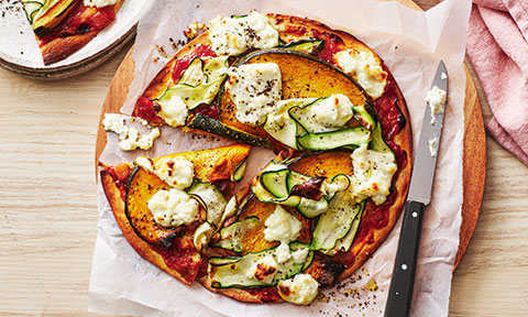 Pumpkin, zucchini and ricotta flatbread
