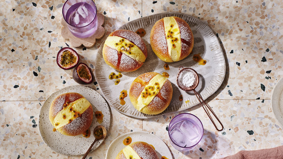 maritozzi with passionfruit and white chocolate cream