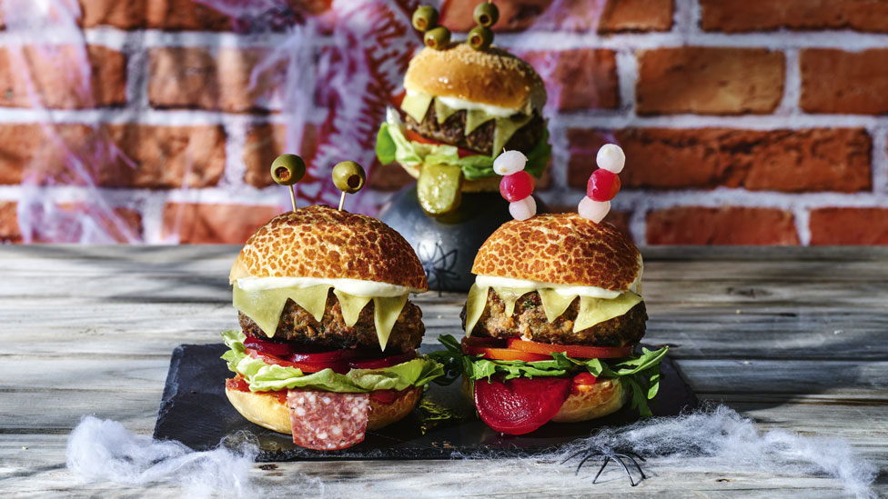 burgers with monster faces