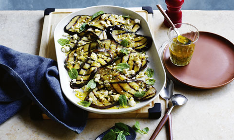 BBQ eggplant with mint and fetta