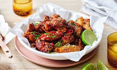 Sticky chicken nibbles with Asian glaze