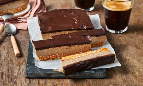 Healthy caramel protein slice