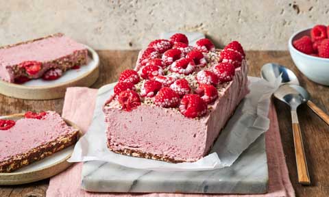 Healthy berry ice-cream slice