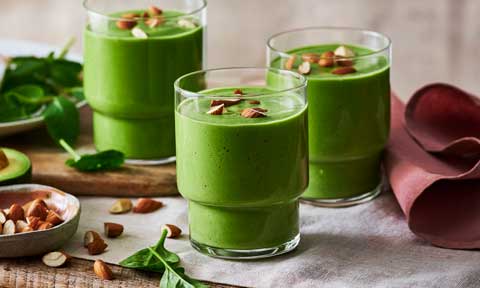 Healthy avocado and oat breakfast smoothie