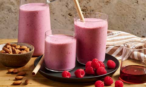 Healthy raspberry soy smoothie