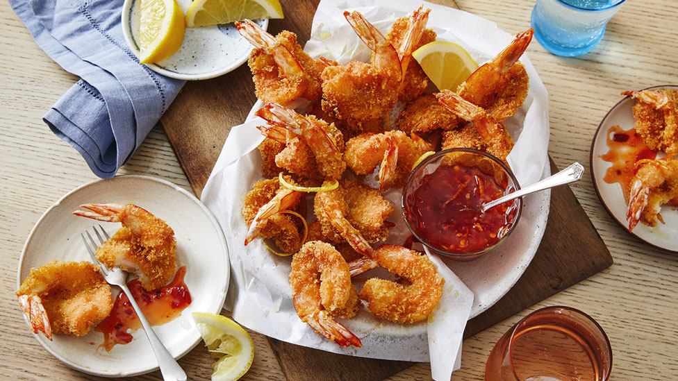 crumbed prawns