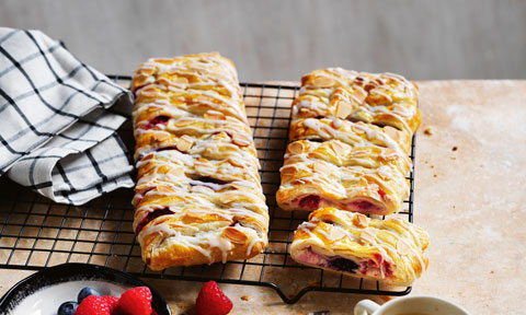 Spring berry and almond Danish braids