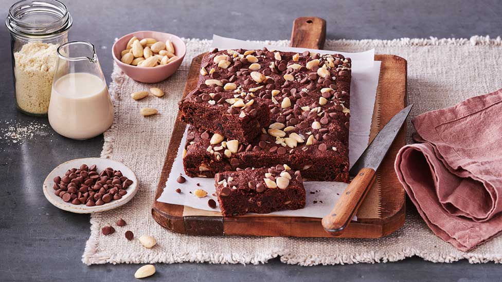 Vegan choc-almond brownies finished product