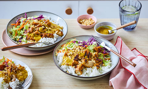 Satay Rice Satay Chicken Rice Bowl Recipe | Coles